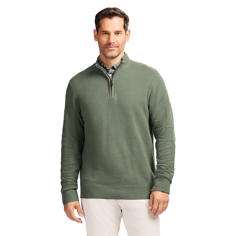 IZOD Honeycomb Quarter Zip Sweater Pullover - Laurel Wreath  Men’s Size Large